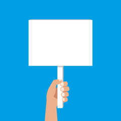 Placard in hand. Vector.