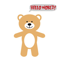 Toy bear with text Hello world!