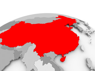 Obraz premium China on grey globe