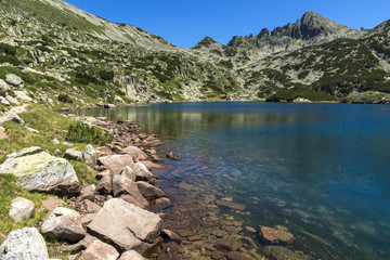 Fototapeta na wymiar Amazing Landscape with Big Valyavishko Lake and Dzhangal peak, Pirin Mountain, Bulgaria