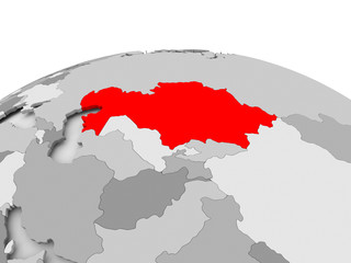 Kazakhstan on grey globe