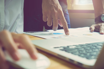 Teamwork helps us select the best information. To bring to customers to use in successful work. Quality work concept, vintage effect.