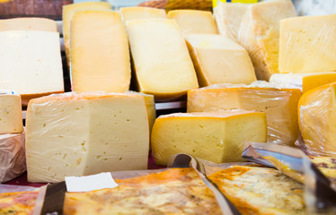 Cheese collection in grocery