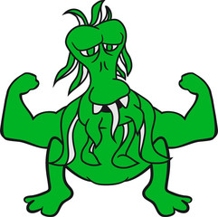 stark bodybuilder muskeln posen tentakel alien monster hässlich horror ausserirdischer halloween comic cartoon
