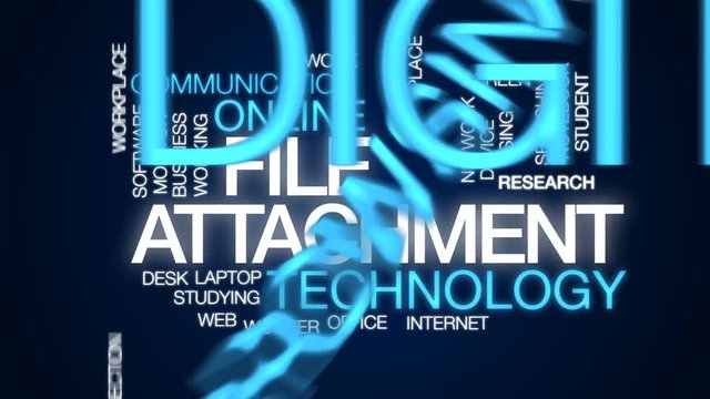 File attachment animated word cloud, text design animation.