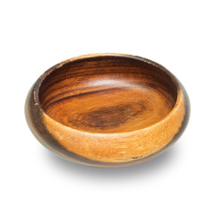Wood bowl isolated on white background with clipping path.