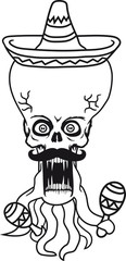 sombrero rasseln hut mexikaner mustache schnurrbart mexikanisch böse hässlich ekelig tentakel monster horror halloween grusel ausserirdischer cool aliens Ufo