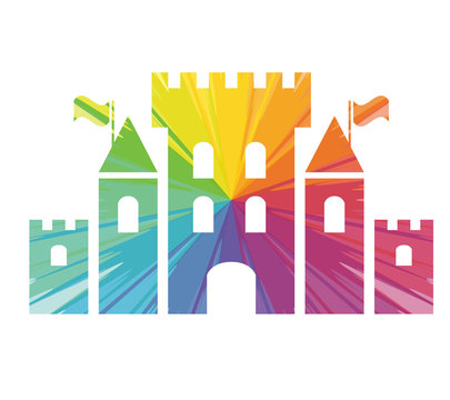 fantasy castle multicolored abstract icon