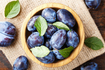 ripe plums top view