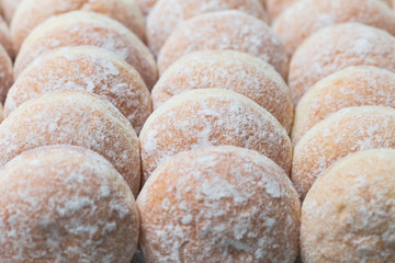 business bakery closeup fresh donut jam background