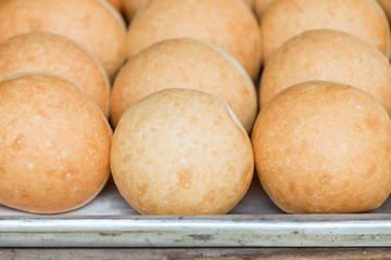 business bakery closeup fresh donut jam background