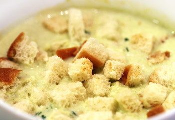 Photo macro background of a tasty cream soup