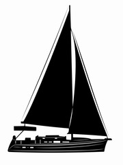 illustration of yacht. vector drawing