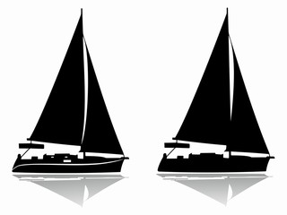 silhouette of yacht. vector drawing
