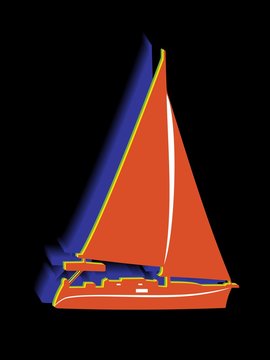 silhouette of yacht. vector drawing