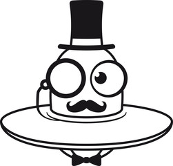 sir herr gentlemen mustache schnurrbart monokel brille zylinder hut mann reich klein süß neidlich aliens Ufo fliegen untertasse