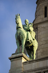 Paris, France - April 19, 2013: Statue of Louis IX at basilica Sacre Coeur in Montmartre