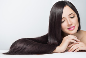 woman with long beautiful hair