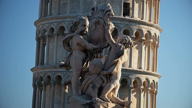 Pisa Italy, The Leaning Tower of Pisa. Timelapse