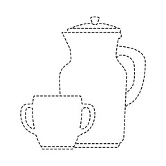 coffee teapot kitchen with cup vector illustration design