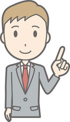 Illustration that a businessman wearing a suit is pointing at you