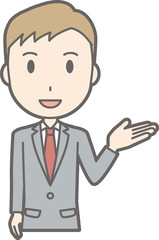 Illustration showing a businessman wearing a suit raising one hand