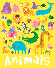 Illustration drawing style set of animal