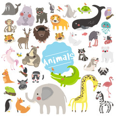 Illustration drawing style set of animal