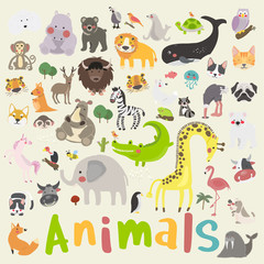 Obraz na płótnie Canvas Illustration drawing style set of animal