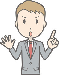 Illustration that a businessman wearing a suit points pointing at your finger