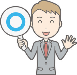 Fototapeta na wymiar Illustration that a businessman wearing a suit has a circle tag