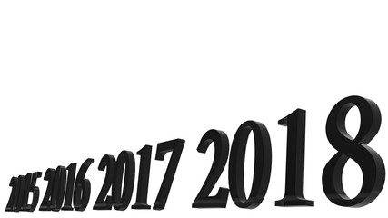 3d rendering of Happy new year 2018 3d text design with clear background color