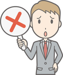 Illustration that a businessman wearing a suit has a badge tag