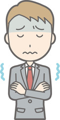 A businessman wearing a suit is cold and trembling illustrations