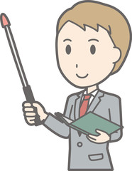 Illustration that a businessman wearing a suit has an instructor