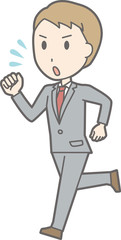 Illustration that a businessman wearing a suit is running in a hurry