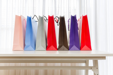 Modern christmas paper bag colorful shopping.