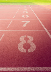 Obraz premium Running track number in stadium.