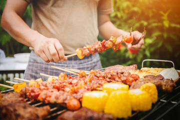 Family holiday vacation barbecue party.