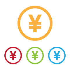 Colorful Yen Symbol Icons With Rings