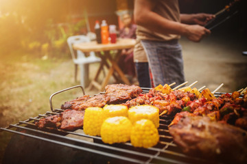 Family holiday vacation barbecue party.