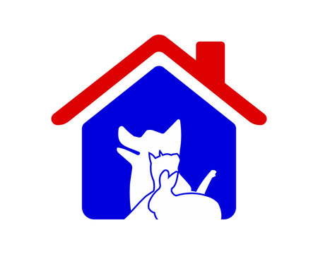 dog cat rabbit silhouette blue pet house icon image vector