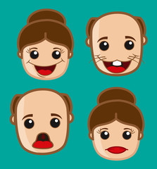 Funny Cartoon Characters Faces Vector Illustration - clip-art characters vector