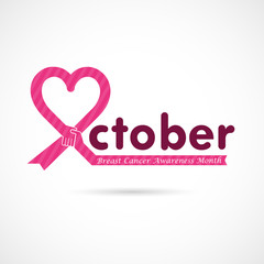 Breast Cancer October Awareness Month Campaign Background.Women health vector design.Breast cancer awareness logo design.Breast cancer awareness month icon.Realistic pink ribbon.Pink care logo.