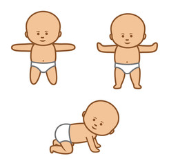 Happy Cute Cartoon Babies - clip-art characters vector