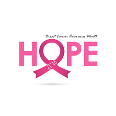 Breast Cancer October Awareness Month Campaign Background.Women health vector design.Breast cancer awareness logo design.Breast cancer awareness month icon.Realistic pink ribbon.Pink care logo.