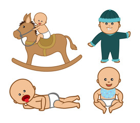 Playing Cartoon Babies Vectors - clip-art characters vector