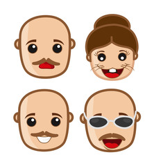 Funny Face Expressions - Cartoon Characters - clip-art characters vector