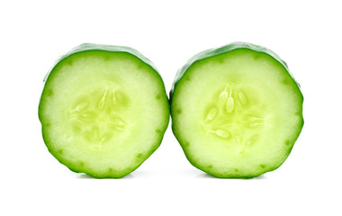 Fresh cucumber slice isolated on white background