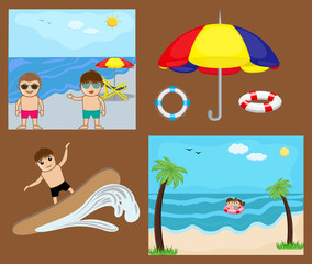 Obraz na płótnie Canvas Holiday Vacation - Cartoon Characters - clip-art characters vector